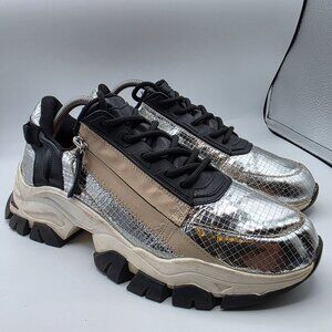 Kenneth Cole New York Nikos Womens Size 11 Silver Black Sneaker Shoes Casual